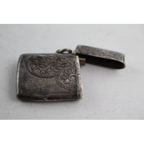 620 - Antique Edwardian Hallmarked 1910 Birmingham STERLING SILVER Vesta Case (23g)   Maker - Albert Jacks... 