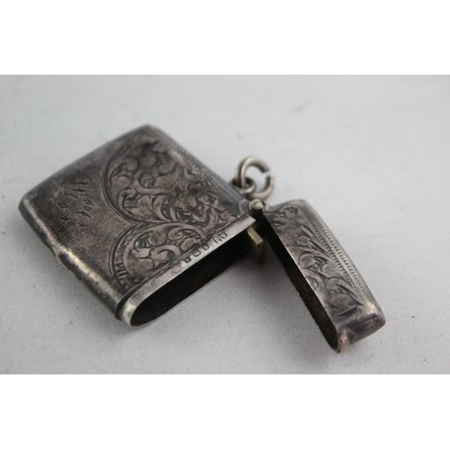 620 - Antique Edwardian Hallmarked 1910 Birmingham STERLING SILVER Vesta Case (23g)   Maker - Albert Jacks... 