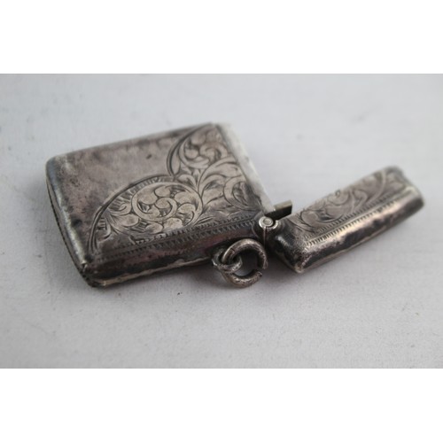 620 - Antique Edwardian Hallmarked 1910 Birmingham STERLING SILVER Vesta Case (23g)   Maker - Albert Jacks... 