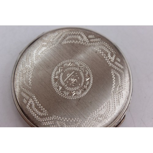 630 - Vintage Hallmarked 1961 Birmingham STERLING SILVER Ladies Vanity Compact (62g)   Maker - Unidentifia... 