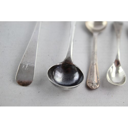 631 - 8 x Antique / Vintage Hallmarked .925 STERLING SILVER Condiment Spoons (46g)    Inc Georgian, Birmin... 