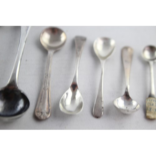 631 - 8 x Antique / Vintage Hallmarked .925 STERLING SILVER Condiment Spoons (46g)    Inc Georgian, Birmin... 