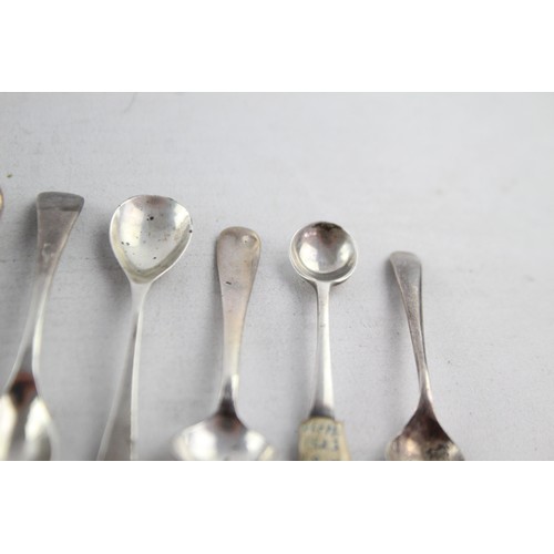 631 - 8 x Antique / Vintage Hallmarked .925 STERLING SILVER Condiment Spoons (46g)    Inc Georgian, Birmin... 