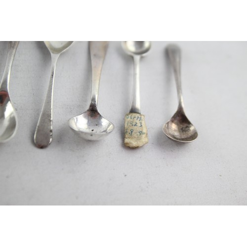 631 - 8 x Antique / Vintage Hallmarked .925 STERLING SILVER Condiment Spoons (46g)    Inc Georgian, Birmin... 