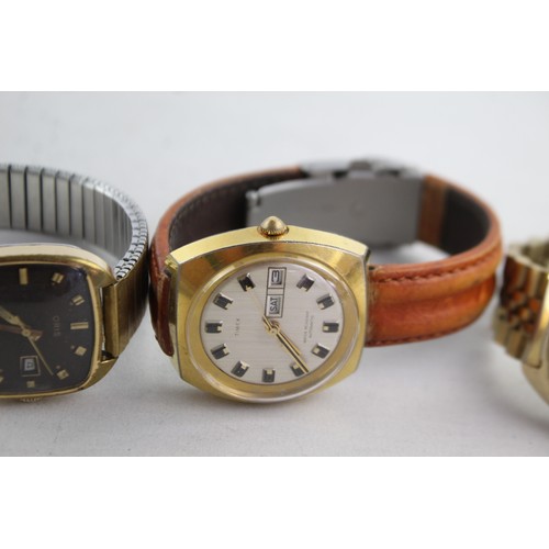 633 - 3 x Vintage Gents Wristwatches Handwind / Automatic WORKING Inc. Oris Etc   Gents Assorted Mechanica... 