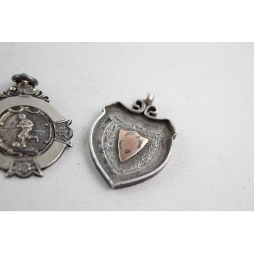 635 - 3 x Antique / Vintage Hallmarked .925 STERLING SILVER Fobs / Medallions (40g)   Inc Rolled Gold, Ena... 