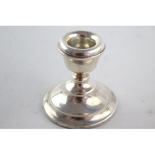 647 - 2 x Vintage 1963 Birmingham STERLING SILVER Weighted Squat Candlesticks (187g)    Maker - Unidentifi... 