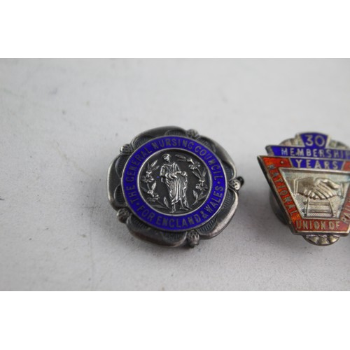 650 - 4 x Assorted Vintage Hallmarked .925 STERLING SILVER Badges Inc Enamel Etc (29g)   Inc Enamel, Union... 