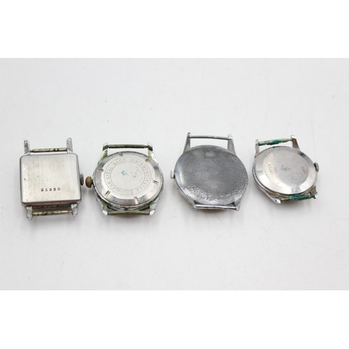 654 - 4 x Vintage Gents Wristwatch Heads Handwind WORKING Inc. Invicta / Rico Etc    Gents Assorted Mechan... 