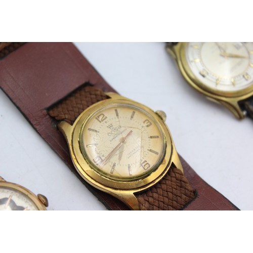 655 - SP/RP 3 x Vintage Gents Gold Tone Wristwatches Handwind Inc. Onsa Etc    Gents Assorted Mechanical W... 