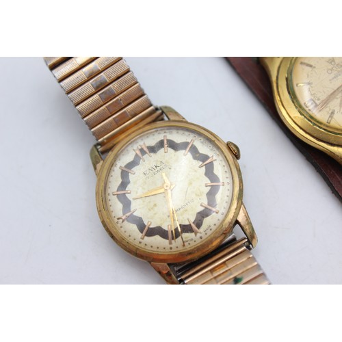 655 - SP/RP 3 x Vintage Gents Gold Tone Wristwatches Handwind Inc. Onsa Etc    Gents Assorted Mechanical W... 