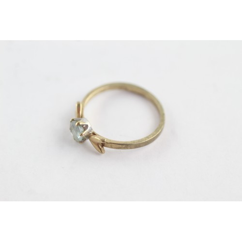 676 - 9ct gold aquamarine bow detail ring (1.3g)     752988