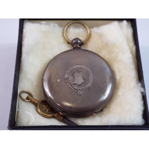 717 - Sterling silver pocket watch Champleve in working order.