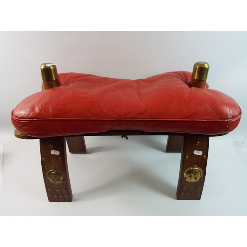 742 - Red leather Egyptian camel seat, approx 17