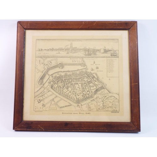 793 - Framed print of Kingston upon Hull in the 1640, 16