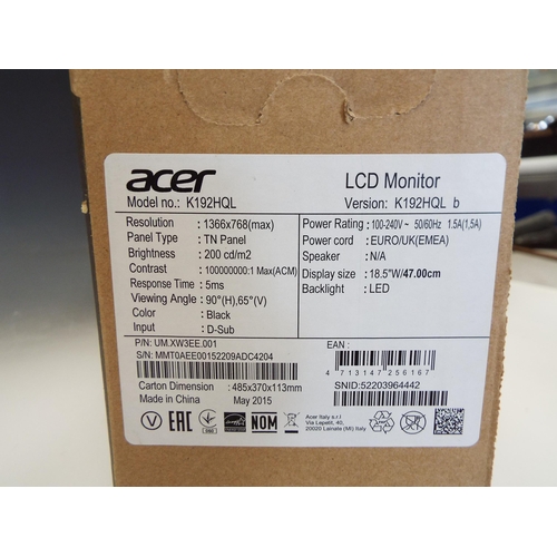 799 - Acer LCD monitor model K19HQL 18.5