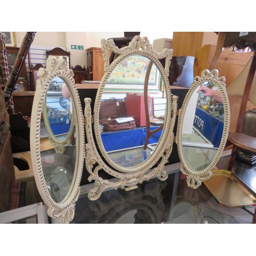 593 - Trio of folding sided dressing table mirrors. See photos.