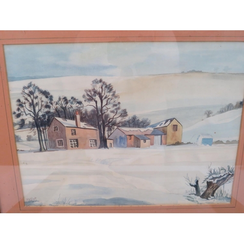 850 - Two Original Framed and mounted under glass watercolours of Rural Winter scenes. Both Signed and Dat... 