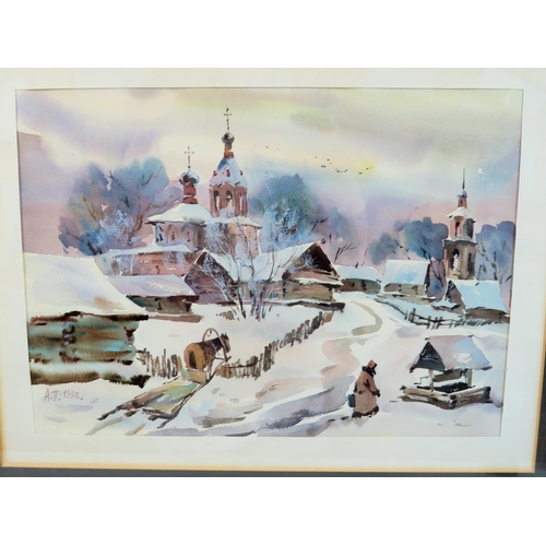 850 - Two Original Framed and mounted under glass watercolours of Rural Winter scenes. Both Signed and Dat... 