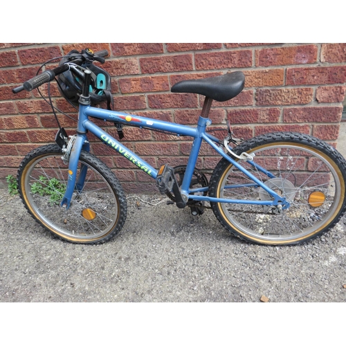 952 - Childs bike with helmet, needs slight attention to make good (tyres etc)