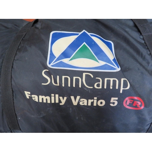 964 - SunnCamp Family Vario 5 Frame tent with bag. Minimal use. See Stock/Computer image.