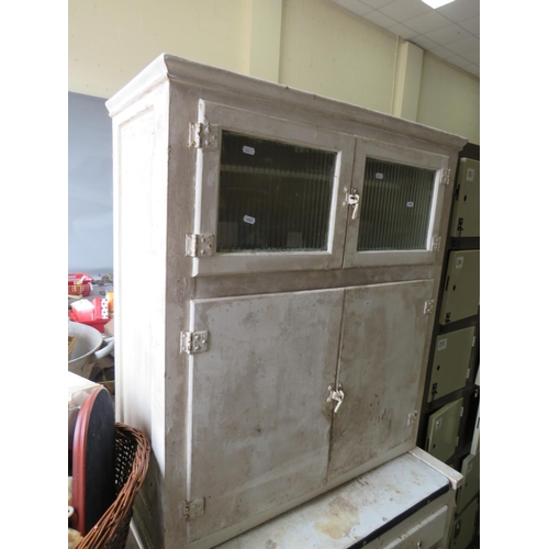 971 - Tall Kitchen unit C1930's era. All amazing original condition. Glazed doors to top cupboard, slide o... 