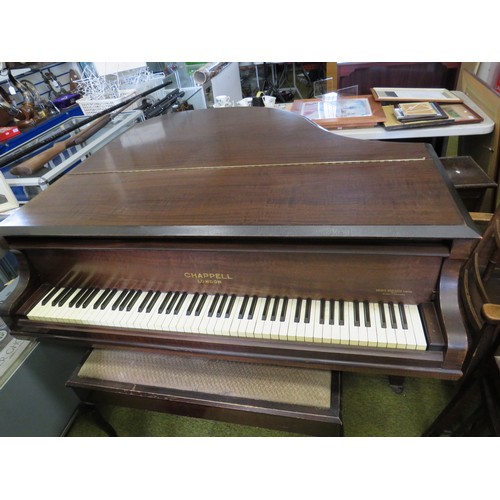 560 - Lovely Chappell Baby Grand Piano. Double seat with lots of vintage music sheets. Plays wonderfuly wi... 