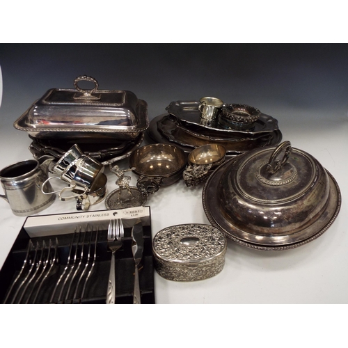 896 - Selection of silver plated items to include lidded tureens etc.