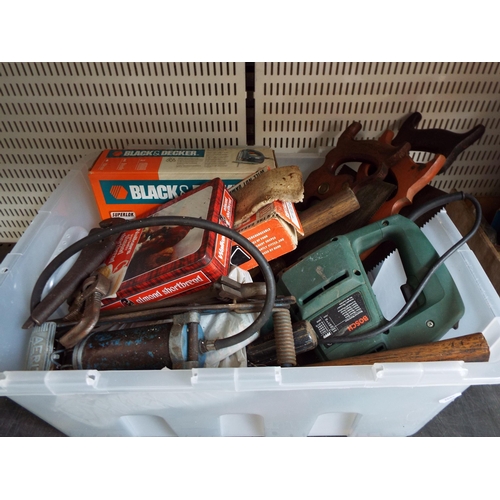 946 - Large box of vintage and modern tools.