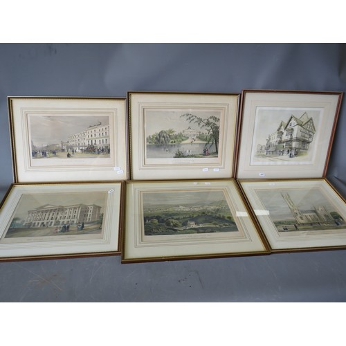 1036 - Six early Victorian Architectural Lithographs, framed and mounted under glass. G Rowe. See photos. A... 