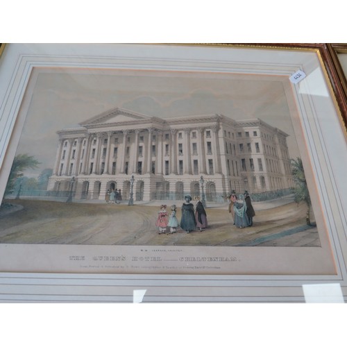 1036 - Six early Victorian Architectural Lithographs, framed and mounted under glass. G Rowe. See photos. A... 