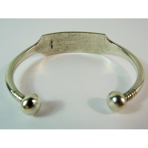 122 - Heavy, Sterling Silver Torque Bangle.   42g