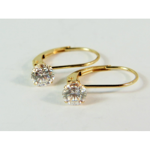 153 - Pair of 14ct Yellow gold CZ set earrings  1.1g
