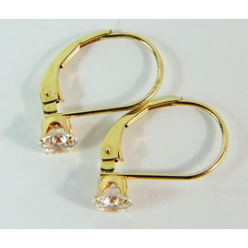 153 - Pair of 14ct Yellow gold CZ set earrings  1.1g
