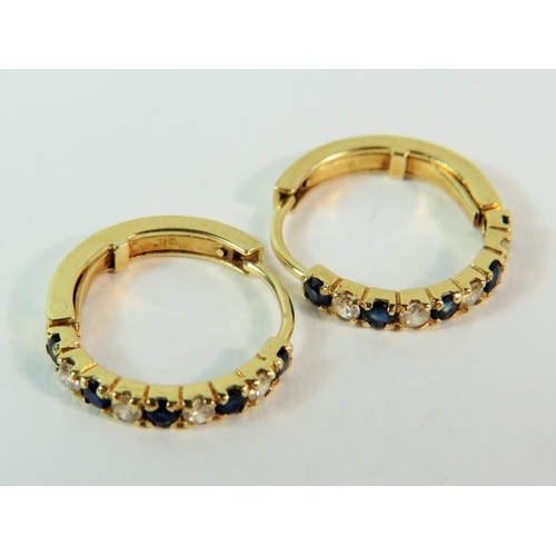 154 - Pretty pair of 14ct Yellow gold gemstone set earrings.  16mm diameter with spring clip fastener.  2.... 