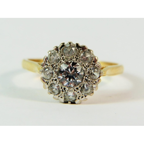 161 - 18ct Yelllow Gold Multi CZ gemstone set ring .  Finger size 'S'   4.5g
