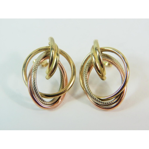171 - Pair of 9ct mixed colour goldd hoop earrings. 2.8g