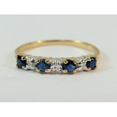 175 - 9ct Yellow Gold Diamond and Sapphire set ring. Finger size 'OI'  1.5g