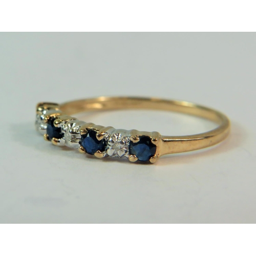175 - 9ct Yellow Gold Diamond and Sapphire set ring. Finger size 'OI'  1.5g