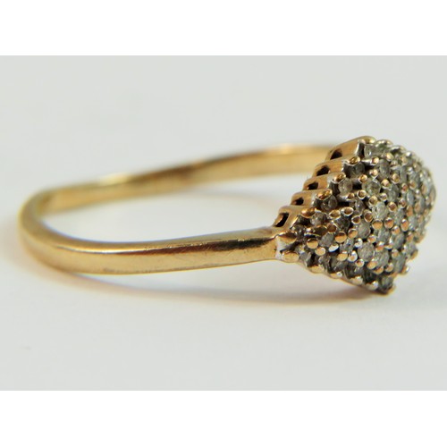 132 - 9ct Yellow Gold Multi Diamond set cluster ring. Finger size 'T-5'   2.6g