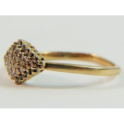 132 - 9ct Yellow Gold Multi Diamond set cluster ring. Finger size 'T-5'   2.6g