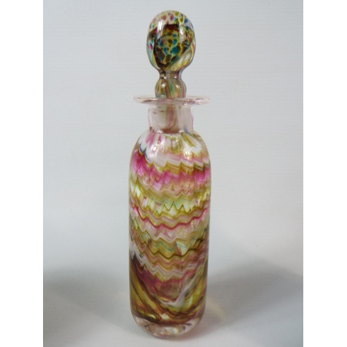 14 - Art glass Bottle and vase by Wallace and sanders plus a art glass bottle by Tom Petit.