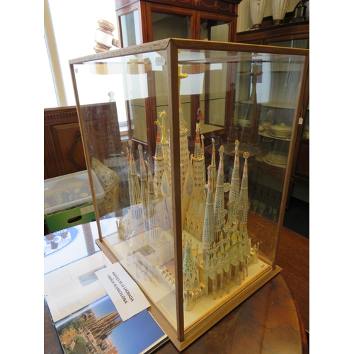 379 - Large Paper Model in a perspex case of the Basilica De La Sagrada Familia in Barcelona. The case mea... 