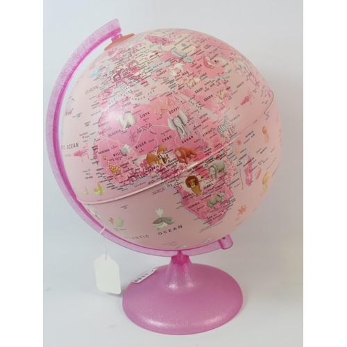 65 - Pink childs world globe, 14.5