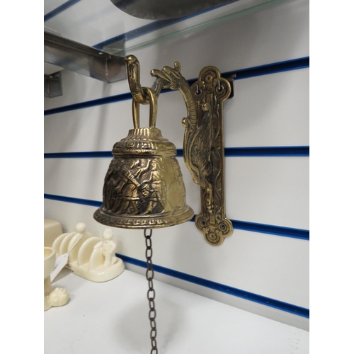 75 - Vintage Brass wall mounted bell.
