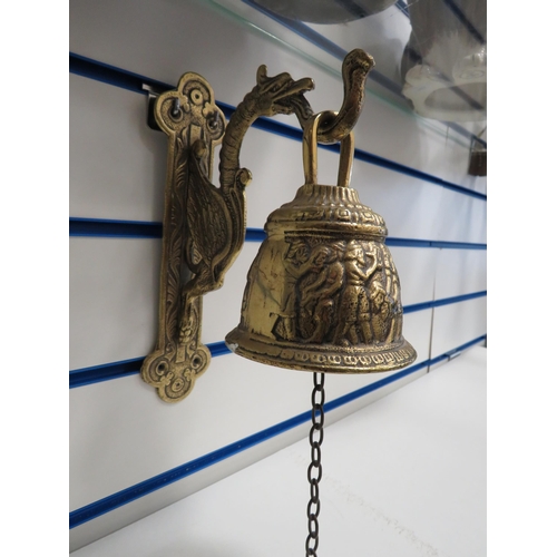 75 - Vintage Brass wall mounted bell.