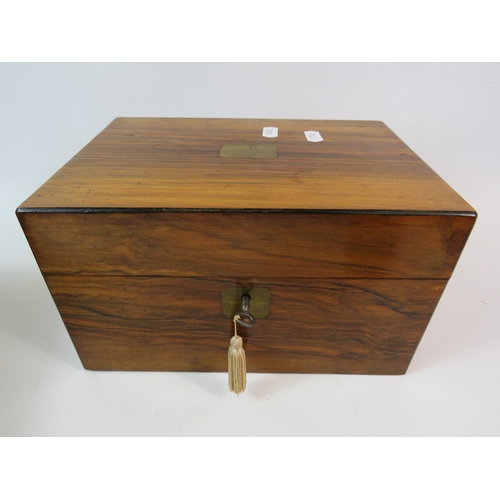 96 - Vintage wooden sewing box with key.