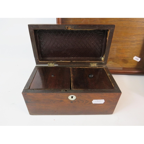 98 - Vintage wooden Tea caddy, a wooden storage box and a display frame .