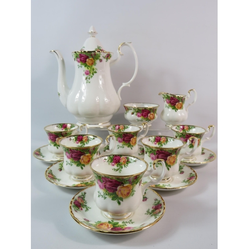 385 - Royal Albert Old Country Roses coffee set, 15 pieces in total.