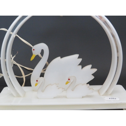 390 - Vintage Retro Perspex table lamp with swan decoration, will require rewiring, approx 11